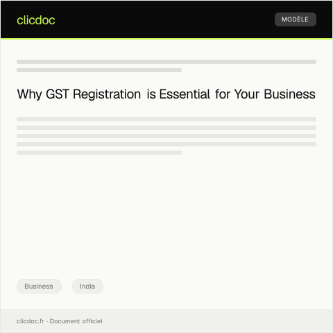 Document preview: Application for GST Registration Certificate from GST Portal — Business, India