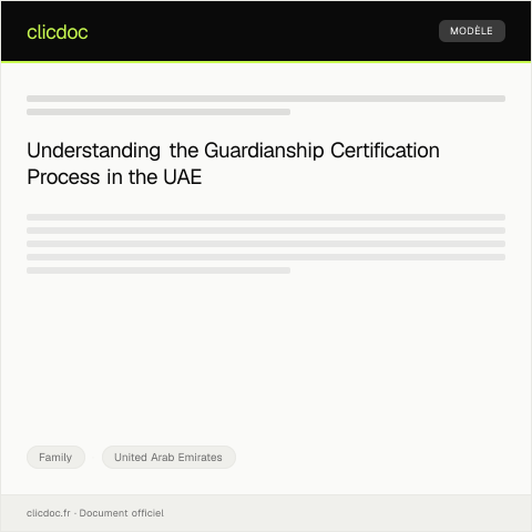 Document preview: Application for Guardianship Certification — Family, United Arab Emirates