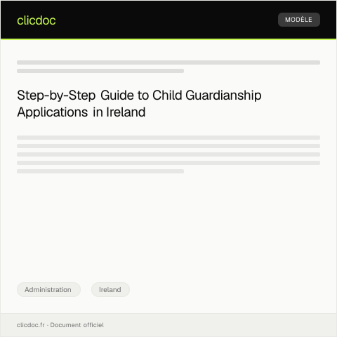 Document preview: Application for Guardianship of Child — Administration, Ireland