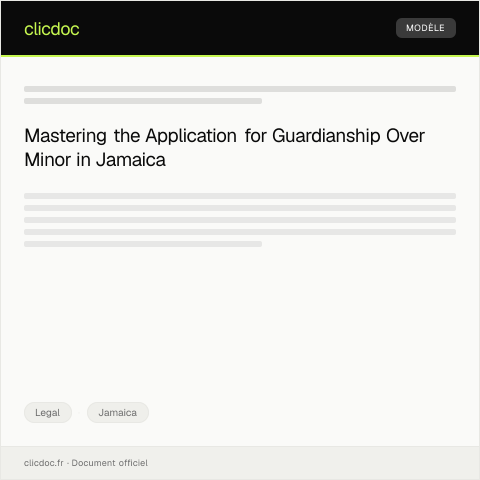 Document preview: Application for Guardianship Over Minor — Legal, Jamaica