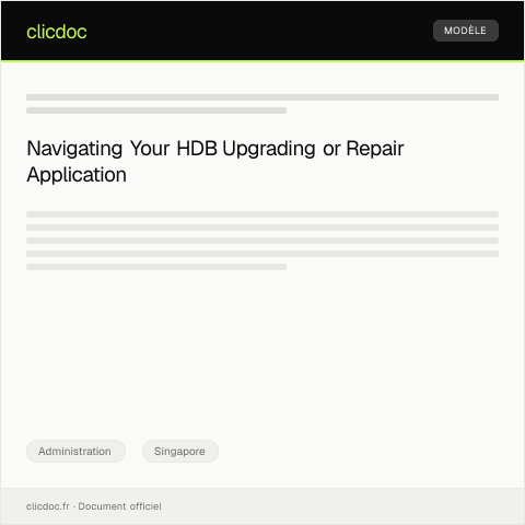 Document preview: Application for HDB Upgrading or Repair Services — Administration, Singapore