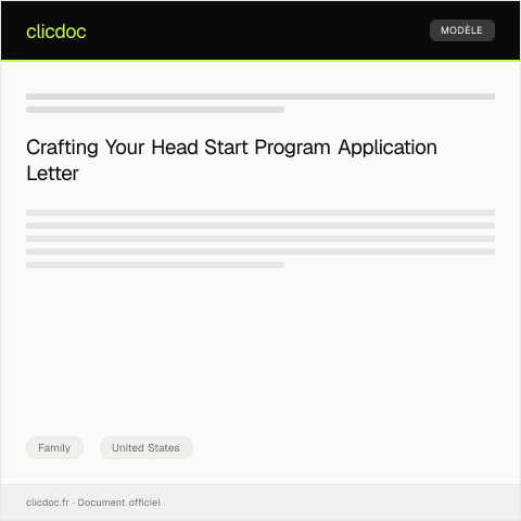 Document preview: Application for Head Start Program — Family, United States