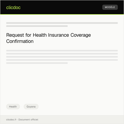 Document preview: Application for Health Insurance Coverage Confirmation from Ministry of Health — Health, Guyana