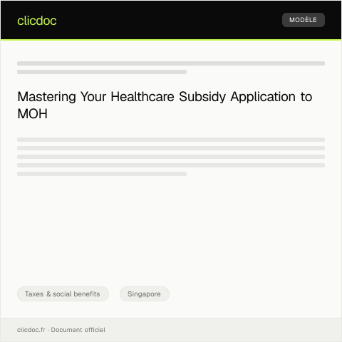 Document preview: Application for Healthcare Subsidy from MOH — Taxes & social benefits, Singapore