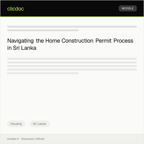 Document preview: Application for Home Construction Permit - Local Government Authority — Housing, Sri Lanka