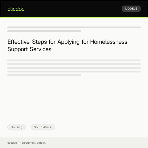 Document preview: Application for Homelessness Support Services — Housing, South Africa