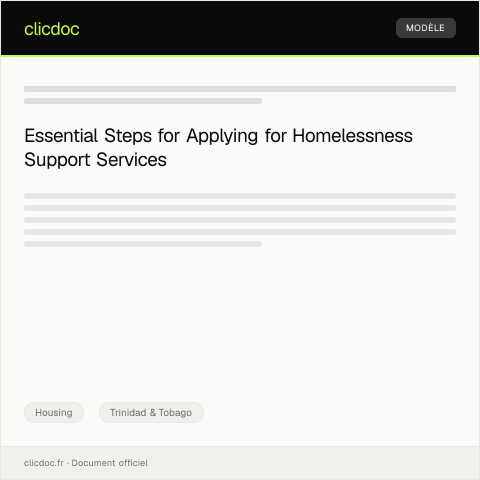 Document preview: Application for Homelessness Support Services — Housing, Trinidad & Tobago