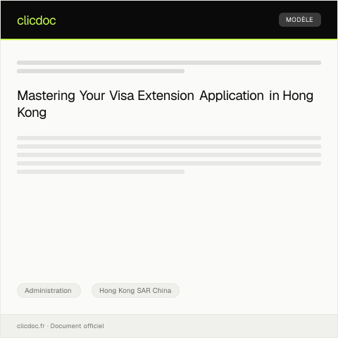 Document preview: Application for Hong Kong Visa Extension at Immigration Department — Administration, Hong Kong SAR China