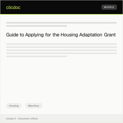Document preview: Application for Housing Adaptation Grant (LGSC Form 14/2023) — Housing, Mauritius