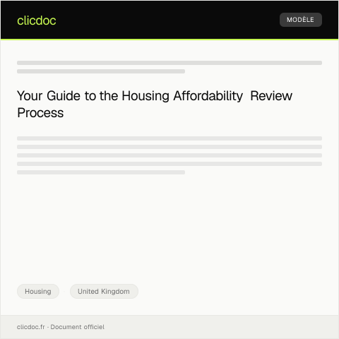 Document preview: Application for Housing Affordability Review — Housing, United Kingdom