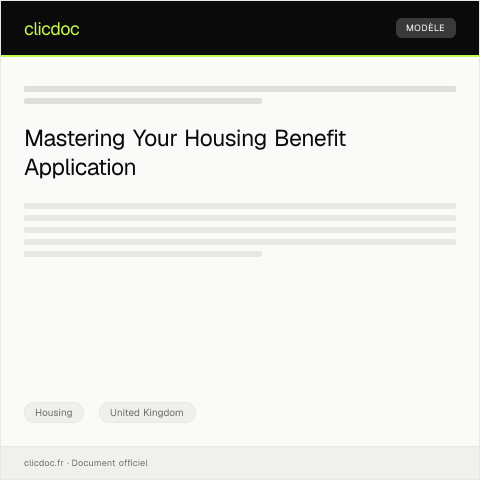 Document preview: Application for Housing Benefit — Housing, United Kingdom