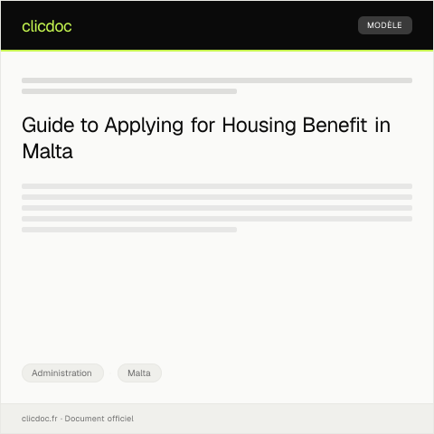 Document preview: Application for Housing Benefit Assessment — Administration, Malta