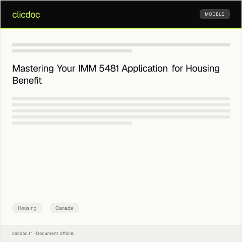 Document preview: Application for Housing Benefit – IMM 5481 — Housing, Canada