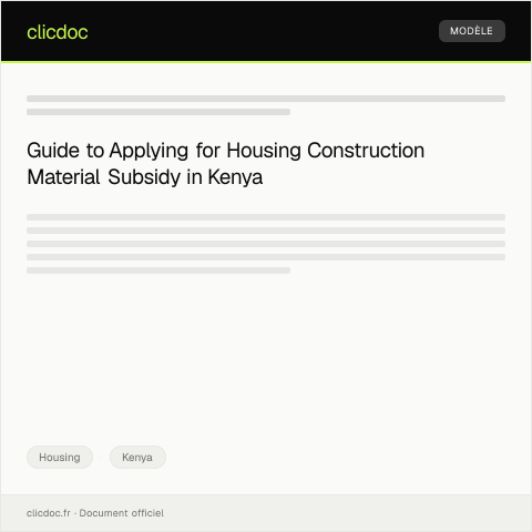 Document preview: Application for Housing Construction Material Subsidy — Housing, Kenya