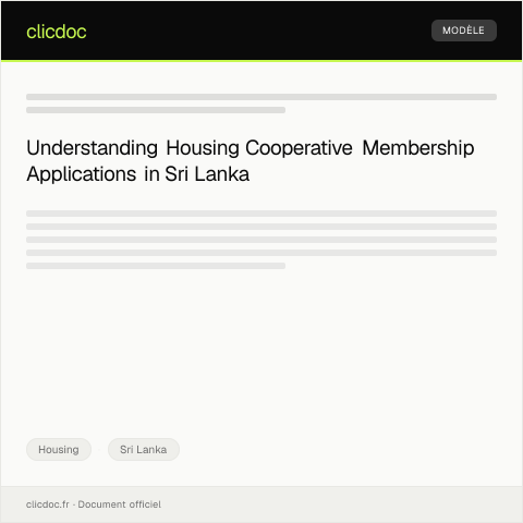 Document preview: Application for Housing Cooperative Membership — Housing, Sri Lanka