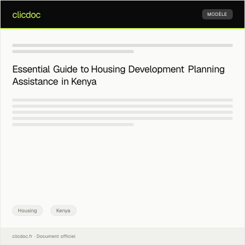 Document preview: Application for Housing Development Planning Assistance — Housing, Kenya
