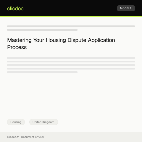 Document preview: Application for Housing Dispute Resolution Scheme — Housing, United Kingdom