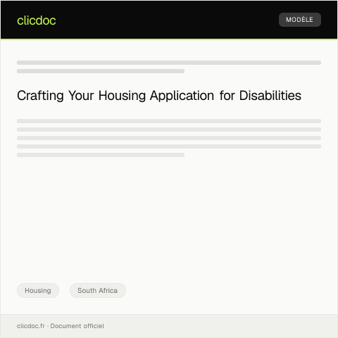 Document preview: Application for Housing for Persons with Disabilities — Housing, South Africa