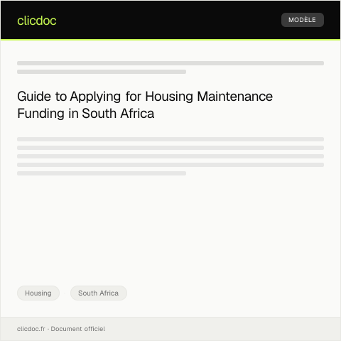 Document preview: Application for Housing Maintenance Funding — Housing, South Africa