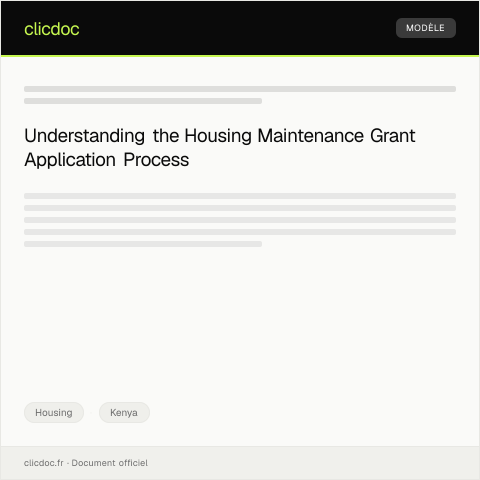 Document preview: Application for Housing Maintenance Grant — Housing, Kenya