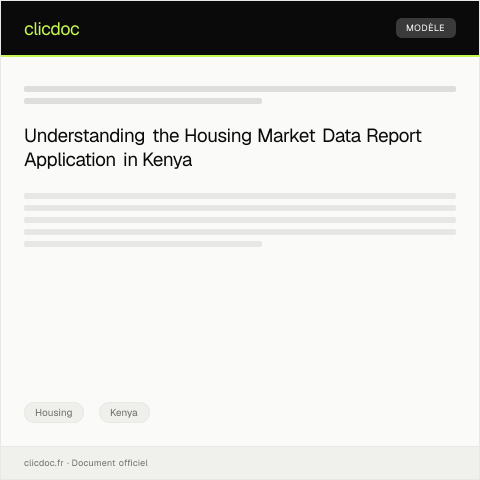 Document preview: Application for Housing Market Data Report — Housing, Kenya