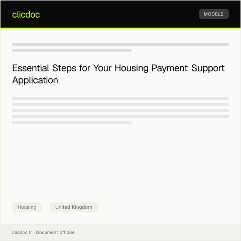 Document preview: Application for Housing Payment Support — Housing, United Kingdom