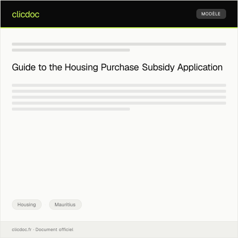 Document preview: Application for Housing Purchase Subsidy (Mauritius Housing Authority Form 1/2023) — Housing, Mauritius