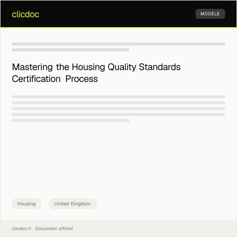 Document preview: Application for Housing Quality Standards Certification — Housing, United Kingdom