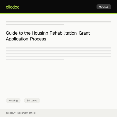 Document preview: Application for Housing Rehabilitation Grant — Housing, Sri Lanka