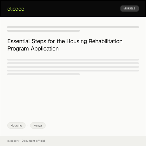 Document preview: Application for Housing Rehabilitation Program — Housing, Kenya