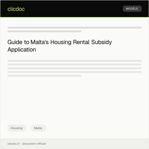 Document preview: Application for Housing Rental Subsidy — Housing, Malta