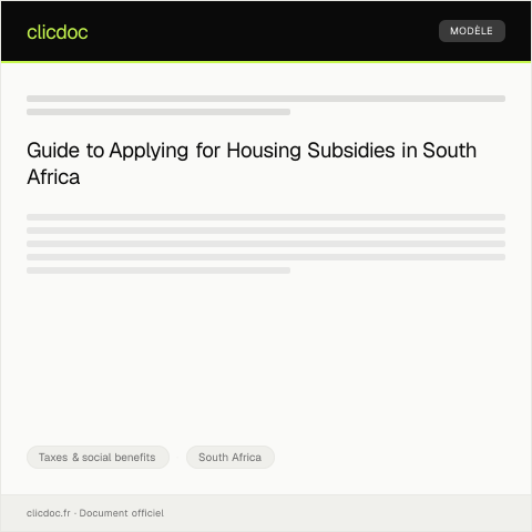 Document preview: Application for Housing Subsidies or Social Housing Support — Taxes & social benefits, South Africa
