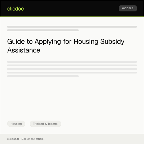Document preview: Application for Housing Subsidy Assistance — Housing, Trinidad & Tobago