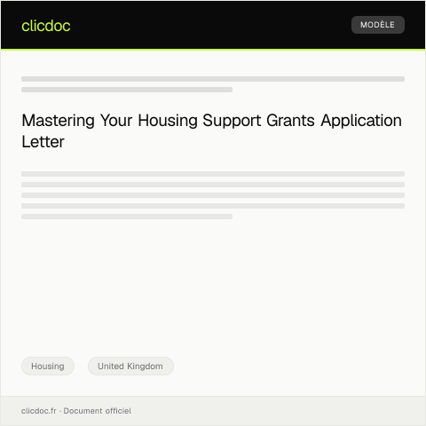 Document preview: Application for Housing Support Grants — Housing, United Kingdom