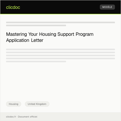 Document preview: Application for Housing Support Program — Housing, United Kingdom