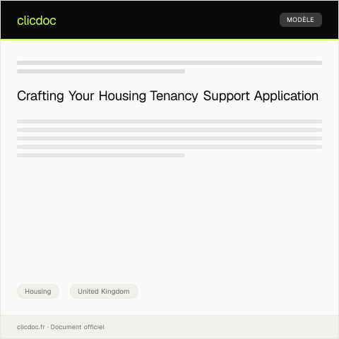 Document preview: Application for Housing Tenancy Support — Housing, United Kingdom