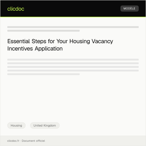 Document preview: Application for Housing Vacancy Incentives — Housing, United Kingdom