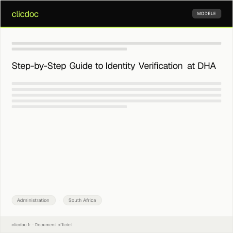Document preview: Application for Identity Verification at Department of Home Affairs — Administration, South Africa