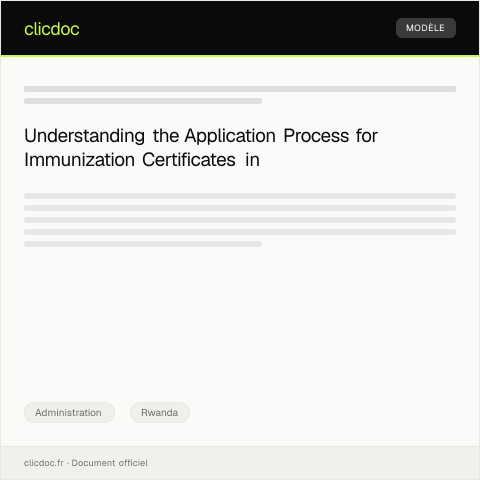 Document preview: Application for Immunization Certificate for Children — Administration, Rwanda