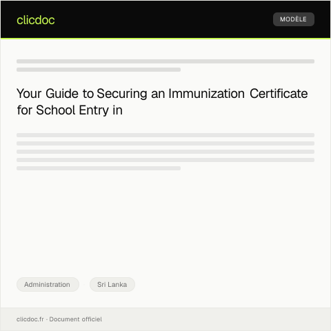 Document preview: Application for Immunization Certificate for School Entry — Administration, Sri Lanka