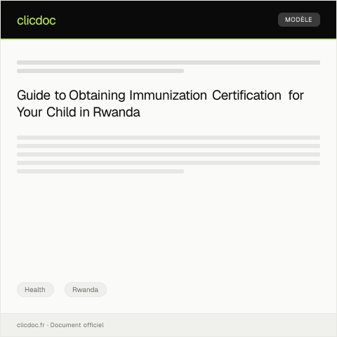 Document preview: Application for Immunization Certification for Children — Health, Rwanda