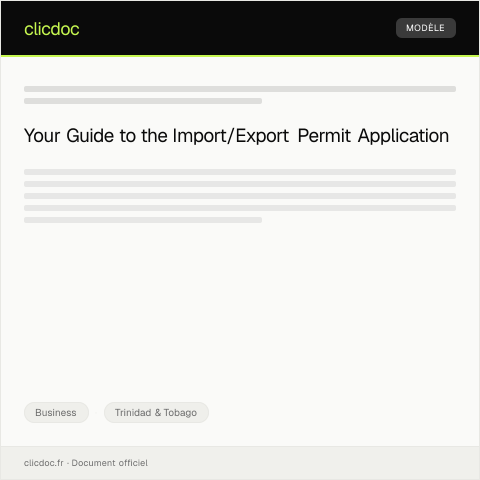 Document preview: Application for Import/Export Permit — Business, Trinidad & Tobago