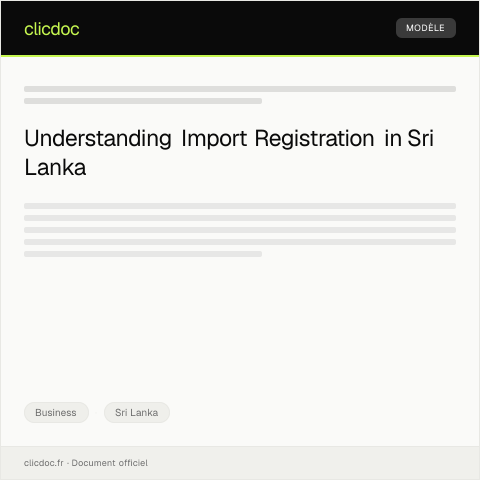 Document preview: Application for Import Registration — Business, Sri Lanka