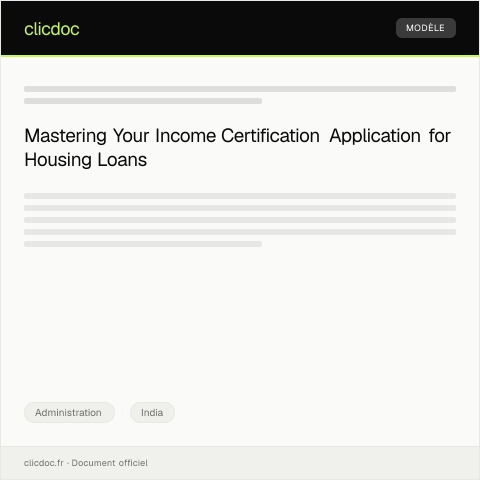 Document preview: Application for Certification of Income for Housing Loan from Local Authority — Administration, India