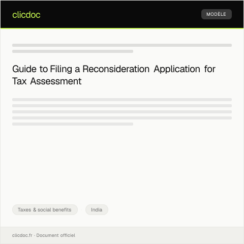 Document preview: Application for Reconsideration of Income Tax Assessment at local Tax Office — Taxes & social benefits, India