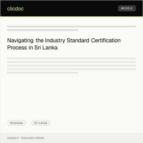Document preview: Application for Industry Standard Certification — Business, Sri Lanka