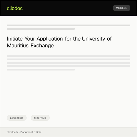 Document preview: Application for International Student Exchange Program with University of Mauritius — Education, Mauritius