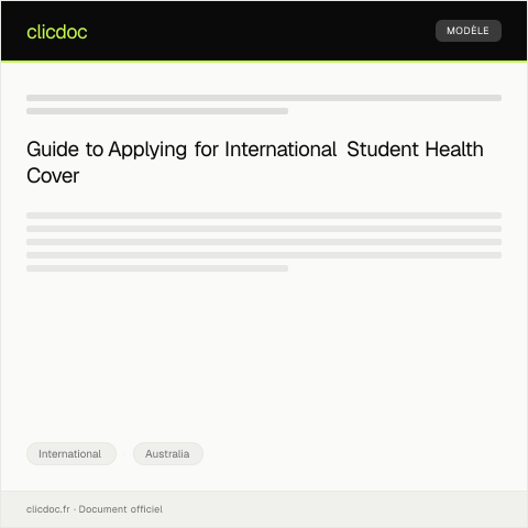 Document preview: Application for International Student Health Cover — International, Australia