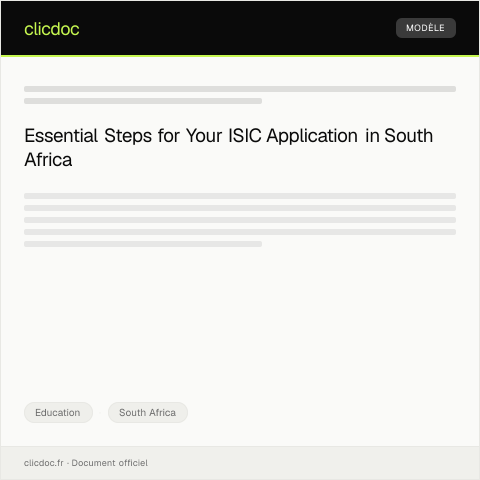 Document preview: Application for International Student Identity Card (ISIC) — Education, South Africa