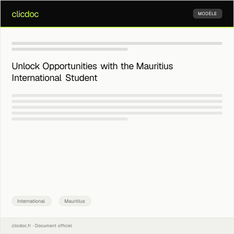 Document preview: Application for International Student Scholarship from the Mauritius Education Ministry — International, Mauritius